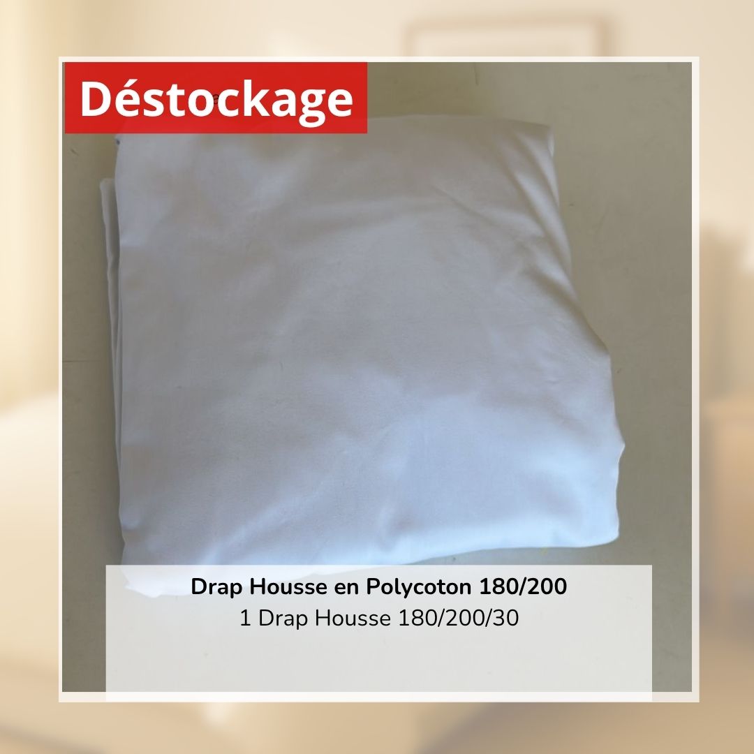Déstockage! Drap Housse en PolyCoton Blanc 180/200