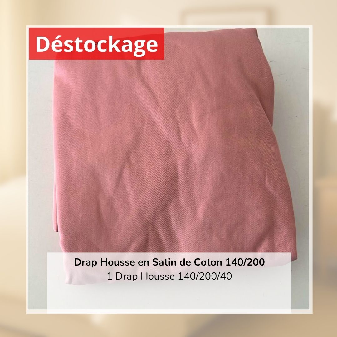 Déstockage! Drap Housse en Satin de Coton Vieux Rose 140/200