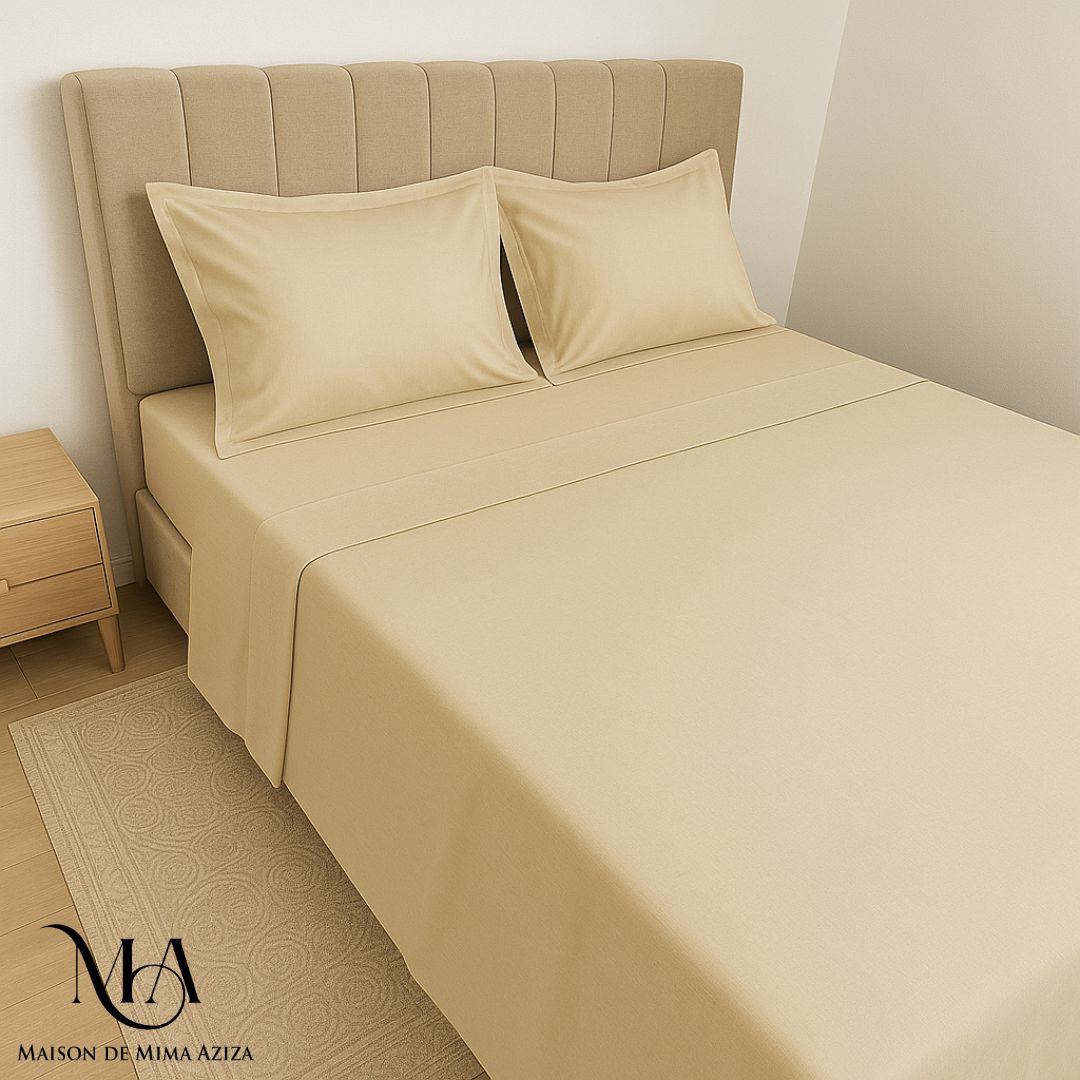 Parure de lit 2 places en Coton – Beige