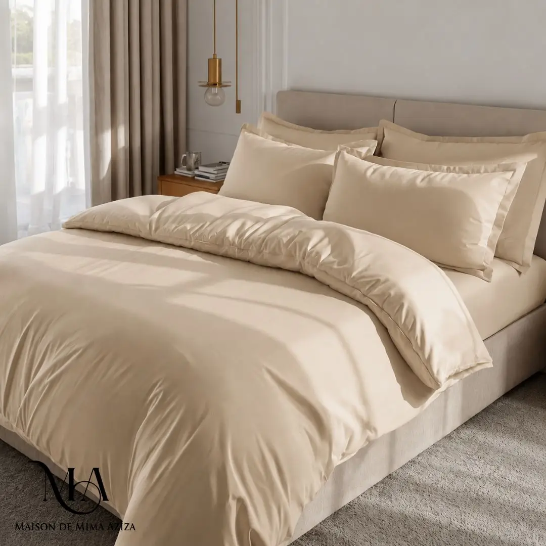 Parure de Lit en Coton Beige