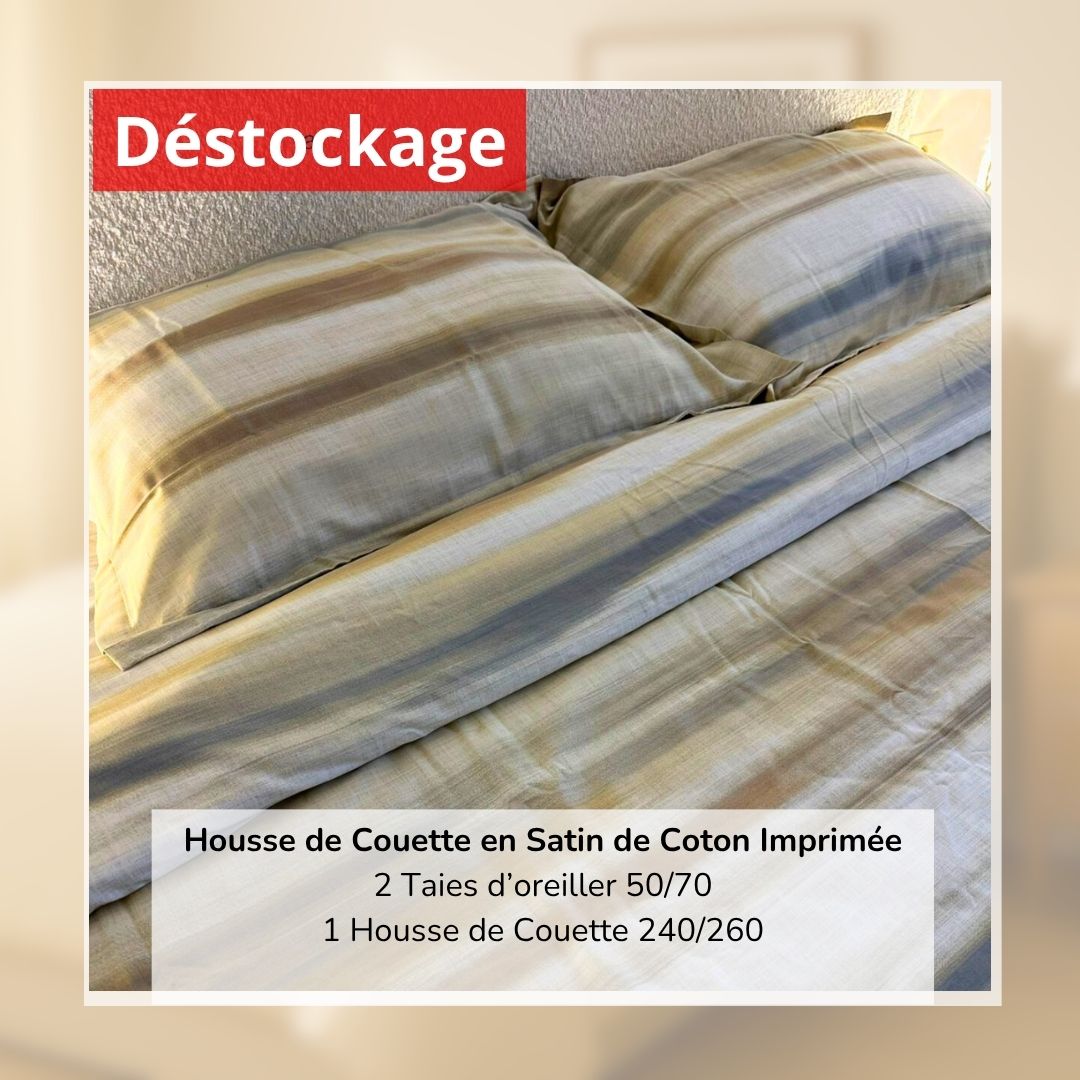Déstockage! Housse de Couette en Satin de Coton Imprimé P30036 240/260 et 2 Taies