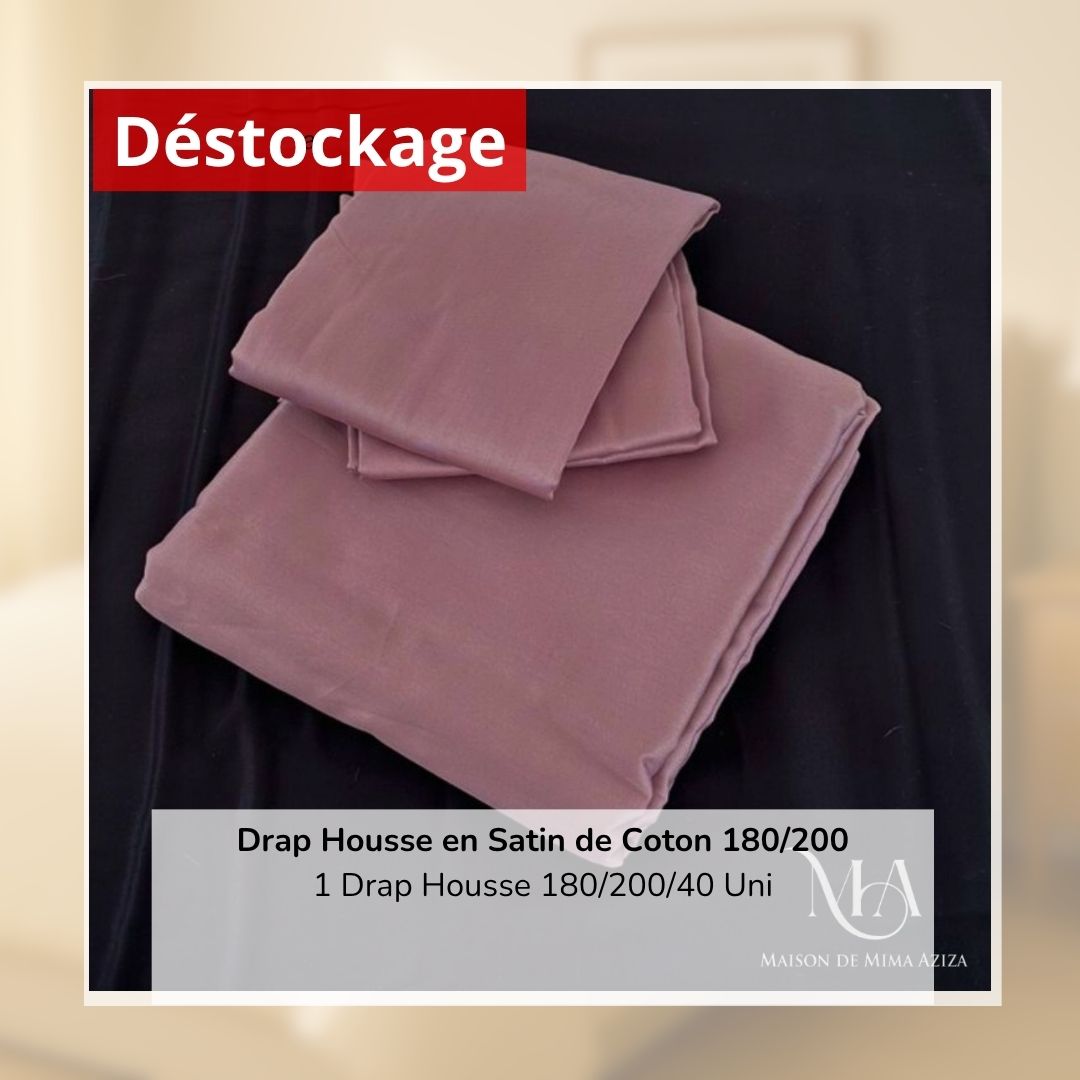 Déstockage! Drap Housse en Satin de Coton Parme Clair Uni 180/200